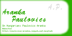 aranka paulovics business card